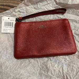 Coach Metallic Red Wristlet